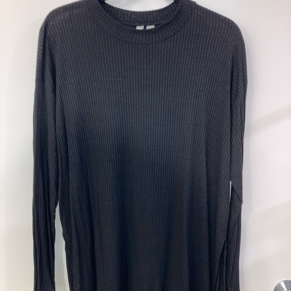 Long Black Shirt with Side Slits